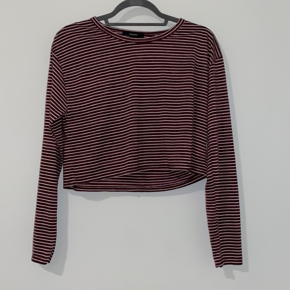forever 21 striped long sleeve crop top - Picture 1 of 3